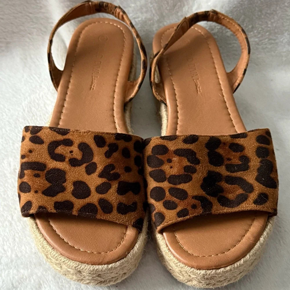 Leopard Print Espadrille Sandals Wild Diva Lounge Size‎ 9 Wedge Women’s